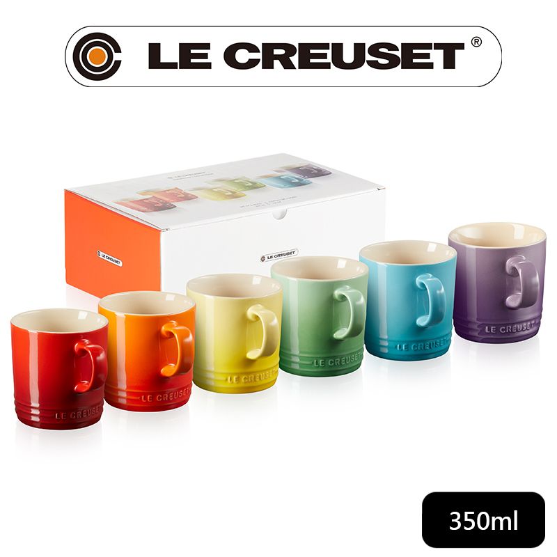 LE CREUSET -瓷器英式馬克杯組350ml-6入 (彩虹)