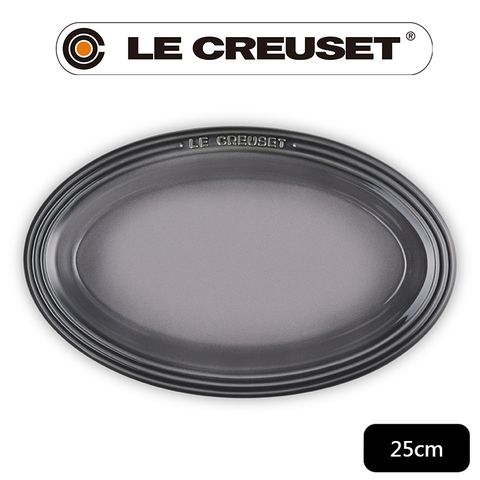 LE CREUSET -瓷器輕虹霓彩系列橢圓盤25cm-燧石灰