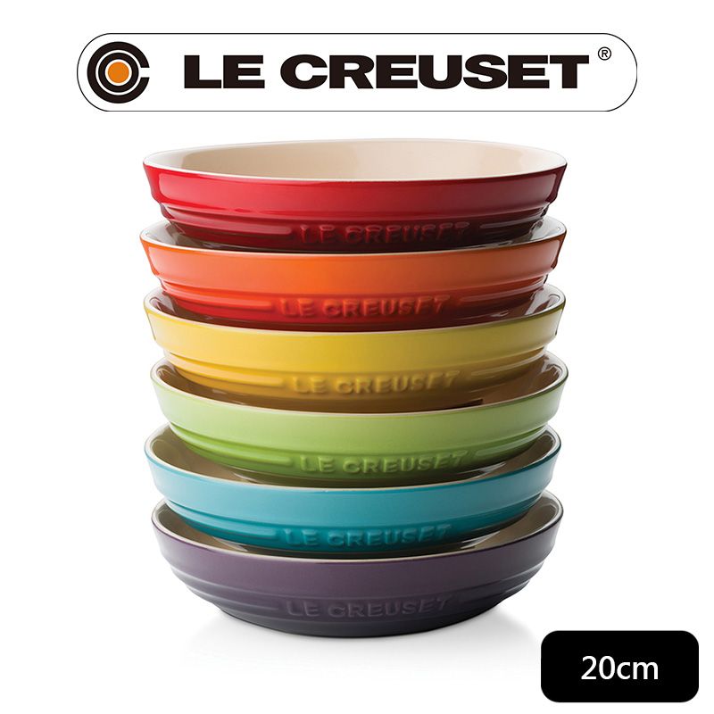 LE CREUSET -瓷器深圓盤組20cm-6入 (彩虹)