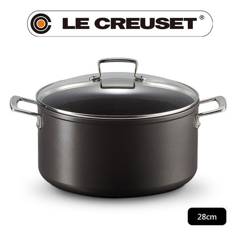LE CREUSET-不沾鍋系列-TNS 雙耳醬汁鍋 (附蓋) 28cm