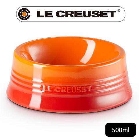 LE CREUSET -瓷器寵物餐碗(中)(火焰橘)