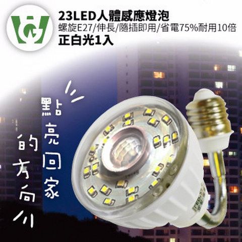 23LED節能減碳可彎式感應燈泡(螺旋型)(正白光)