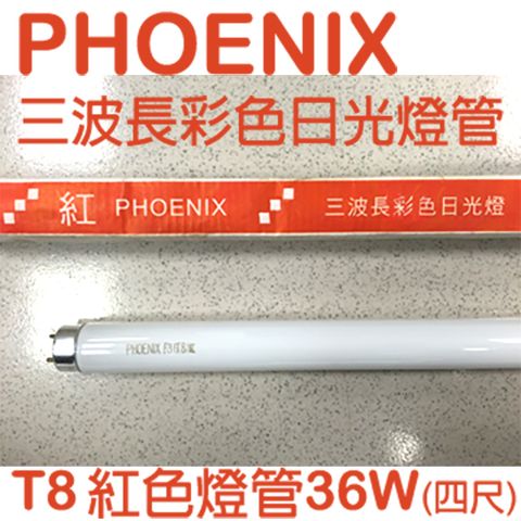 PHOENIX (均單$32元)  鳳凰三波長彩色日光燈 (紅光) T8四尺直管36W - 25入/箱