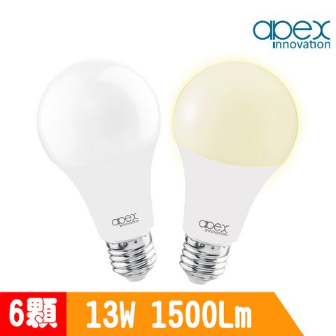 【APEX】13W高效能廣角LED燈泡 全電壓 E27(6入)
