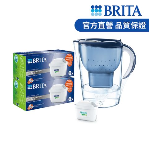 【德國BRITA官方】Marella MXPRO 3.5L 馬利拉濾水壺+MAXTRA PRO去水垢專家濾芯12入_藍(共13芯)