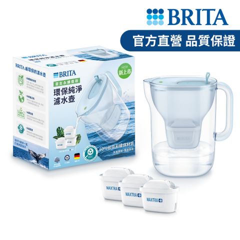 BRITA 【德國】永續版 Style純淨濾水壺+2入全效型濾芯_冰川藍(共3芯)