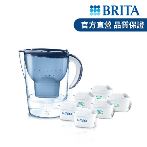 BRITA 官方直營 Marella 3.5L 馬利拉濾水壺+全效型濾芯5入(共1壺6芯)