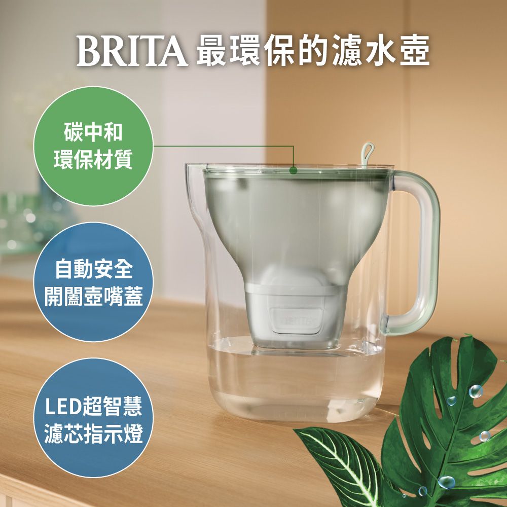 BRITA 官方直營 永續版 Style純淨濾水壺3.6L+2入全效型濾芯+6入去水垢專家濾芯+鯨豚袋(共9芯)