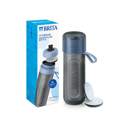 【德國BRITA官方】運動隨行濾水瓶_冰川藍(共2芯)