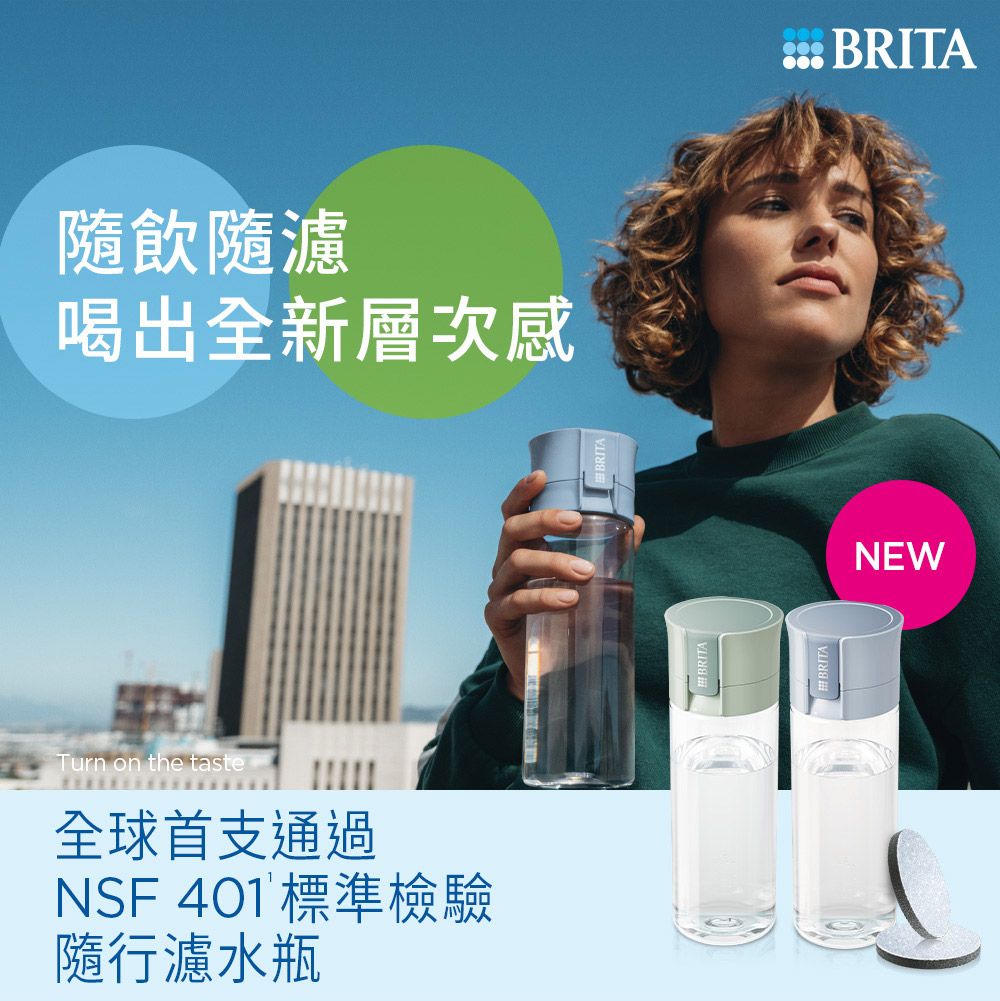 飲隨濾喝出全新層次感Turn on the taste全球首支通過NSF 401 標準檢驗隨行濾水瓶 BRITANEW