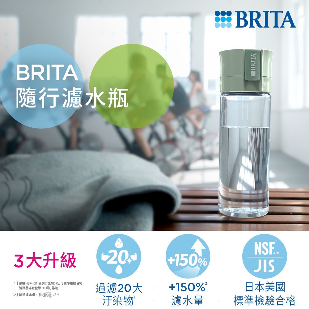 BRITA 【官方直營】隨行濾水瓶_森林綠(共2芯)