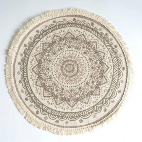 復古歐式圓形棉麻桌巾桌墊隔熱墊地毯地墊52CM