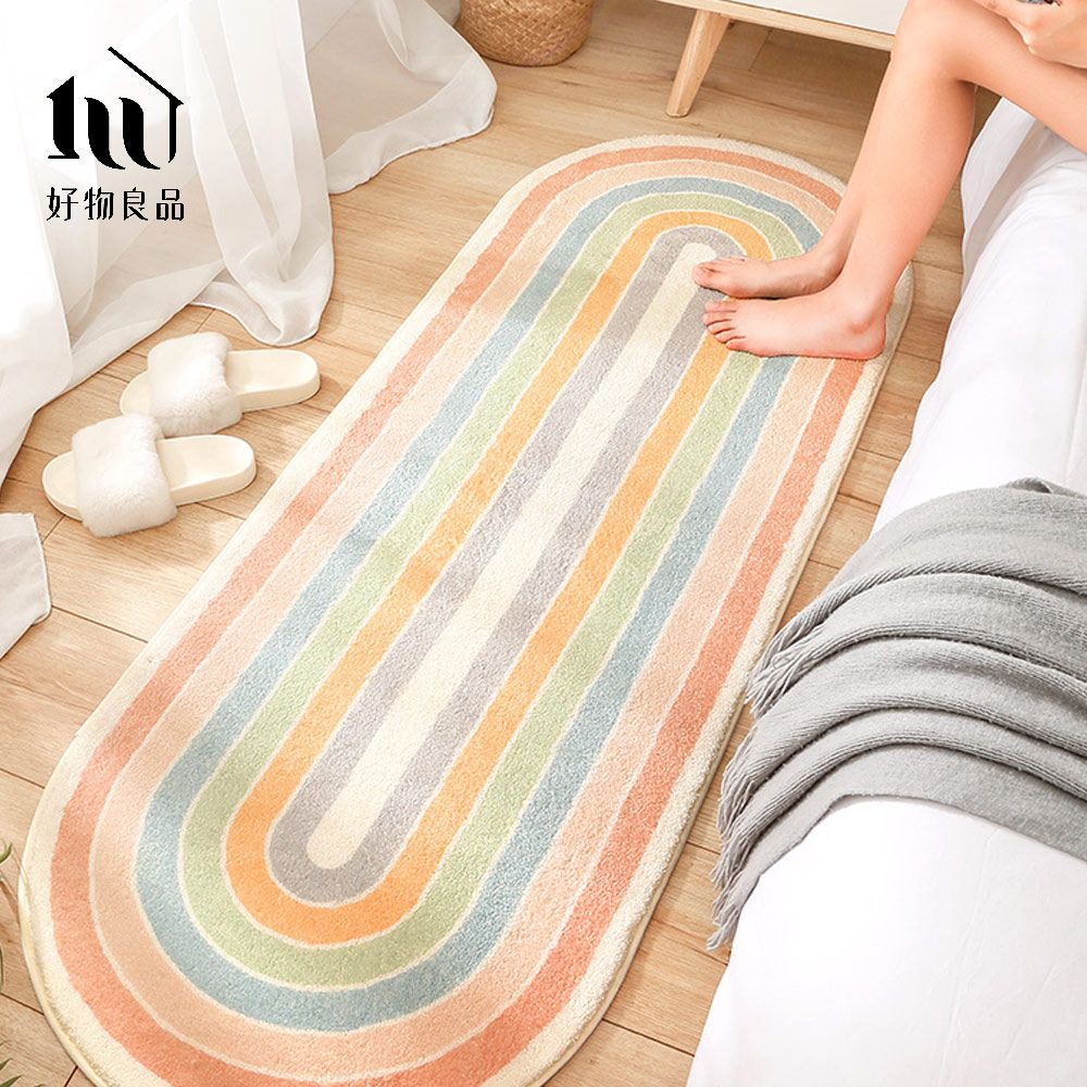 好物良品 60x160cm_仿羊羔絨客廳臥室保暖吸水防滑床邊腳踏地毯地墊