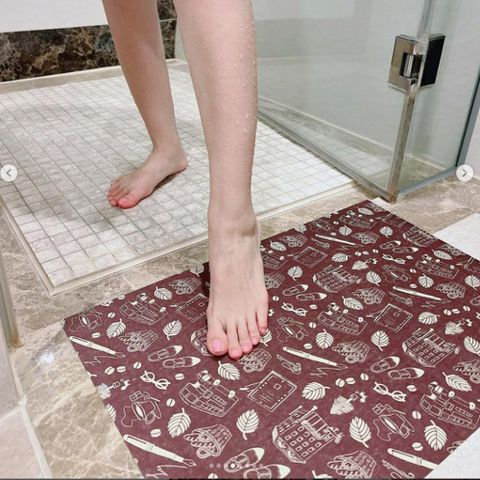 Dry-Ace保時潔 40x60cm 6入組 樂活咖啡 超薄吸水防滑止滑自黏免洗地墊