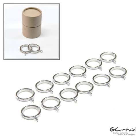 【GCurtain】鋅合金窗簾掛環、靜音環、消音環 #RZG002K-12 (內圈Φ30mm) 12入/組
