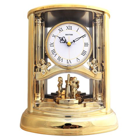 日本麗聲鐘-天使旋律夢幻座鍾/動感旋轉擺錘/整點音樂報時座鐘