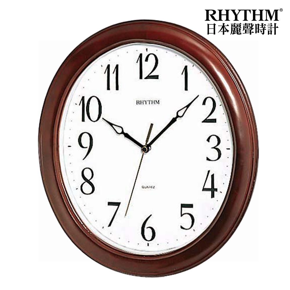 RHYTHM 麗聲 日本鐘-簡單設計清晰大字體宜家裝飾實木掛鐘