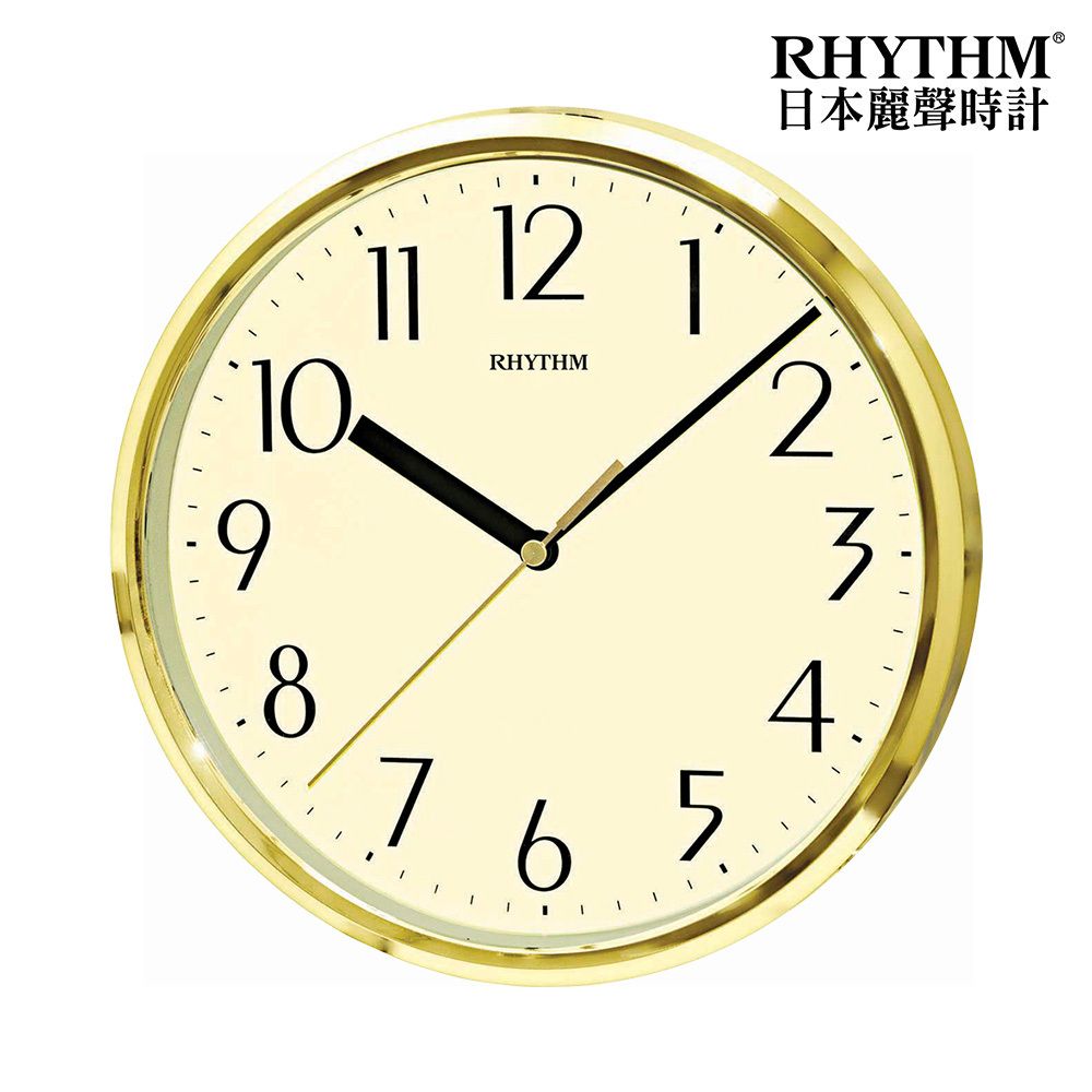 RHYTHM 麗聲 日本鐘-金屬感簡單設計掛飾超實用超靜音掛鐘