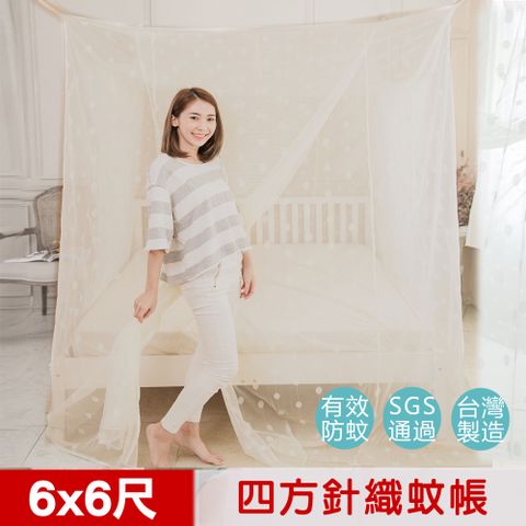 【凱蕾絲帝】大空間專用雙人加大6尺針織蚊帳~100%台灣製造超耐用(開單門)-米白