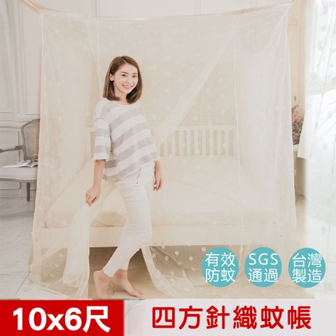 【凱蕾絲帝】大空間專用特大10尺房間針織蚊帳100%台灣製造超耐用(開單門)-米白