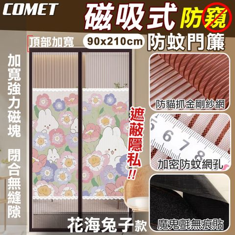 Comet 金剛網加密防蚊防偷窺磁吸門簾-花海兔子(靜音門簾 免打孔門簾 防蚊門簾 磁釦門簾 磁吸門簾/YJB013)