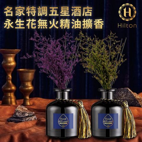 Hilton 希爾頓 名家特調五星酒店永生花無火精油擴香/三入組(L0003)