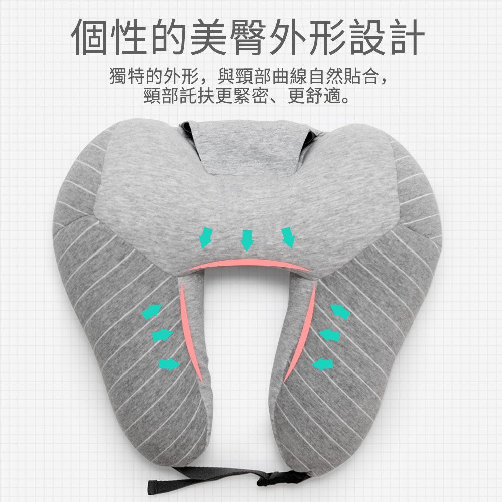 MUAN 多功能眼罩護頸 遮光眼罩 飛行旅行頸枕 條紋U型枕 午休枕 護脖枕 飛機枕