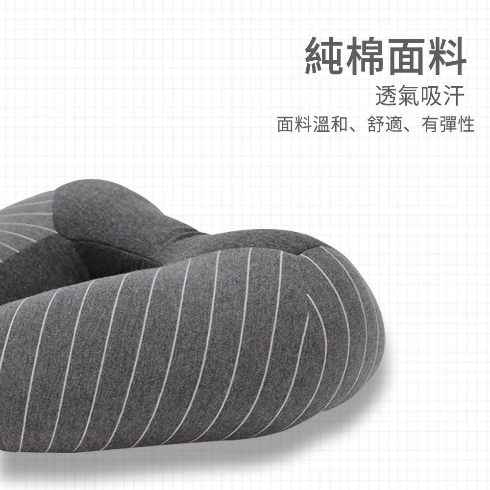  MUAN 多功能眼罩護頸 遮光眼罩 飛行旅行頸枕 條紋U型枕 午休枕 護脖枕 飛機枕