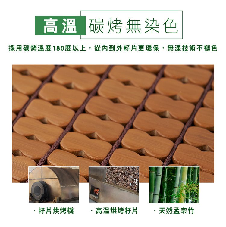 高溫 碳烤無染色採用碳烤溫度180度以上,從內到外片更環保,無漆技術不褪色·籽片烘烤機高溫烘烤籽片·天然孟宗竹