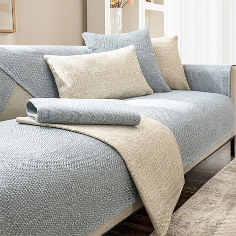 【好物良品】一人座組合質樸系列╴高品質四季通用仿亞麻親膚止滑沙發墊 坐椅背墊 沙發布