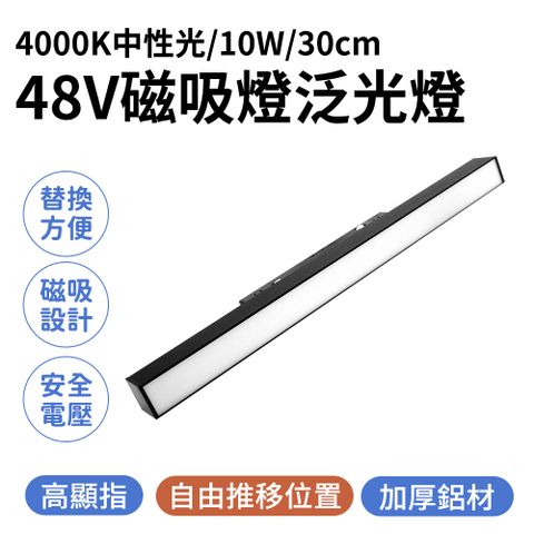 48V磁吸燈泛光燈 (4000K中性光/10W)#泛光型軌道燈#嵌燈#散光軌道燈#磁吸燈#軌道燈#散光崁燈#柔光軌道燈 165-ML10W4K