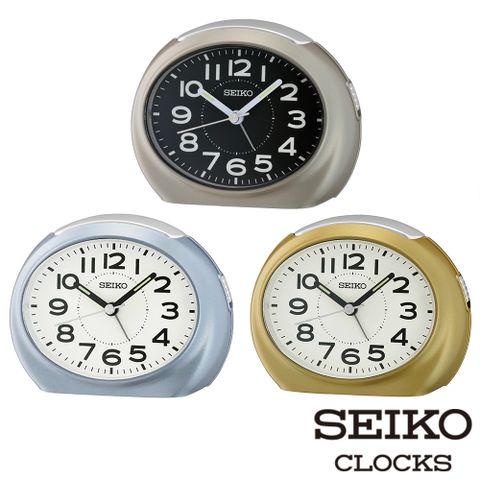 SEIKO 精工 復古橢圓形 防貪睡鬧鐘 時鐘 QHE193(滑動式靜音秒針 嗶嗶鬧鈴聲)
