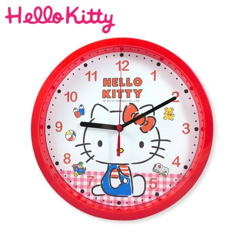 Hello Kitty 10吋手繪塗鴉風超靜音掛鐘 JM-W6600KT-B 連續繞秒機芯手繪塗鴉風