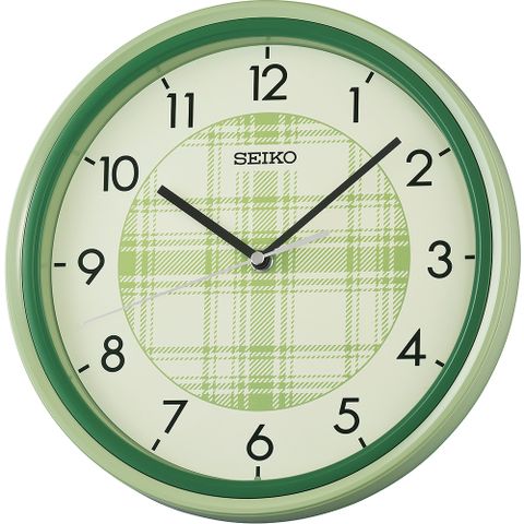 SEIKO 精工 綠映格紋 阿拉伯數字掛鐘時鐘 QHA016M