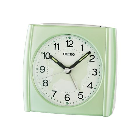 SEIKO 精工 可愛動物小狗 靜音滑動式秒針嗶嗶鬧鐘 QHE209M