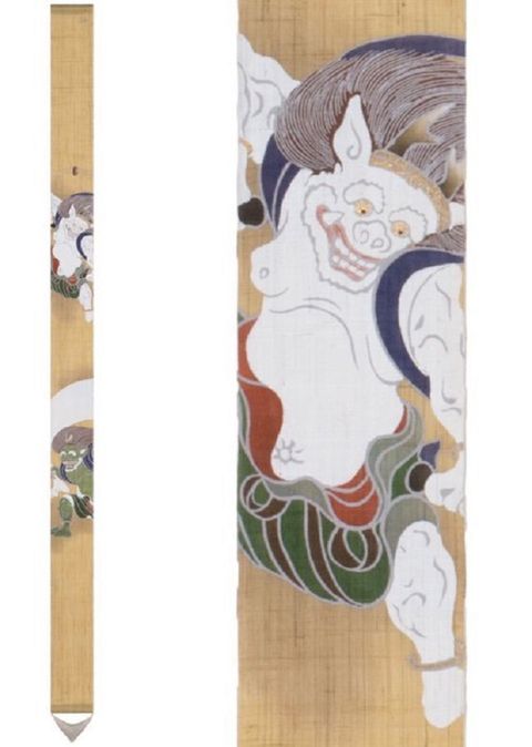 京都手繪細亞麻吊飾-風神雷神(Tsj-009)