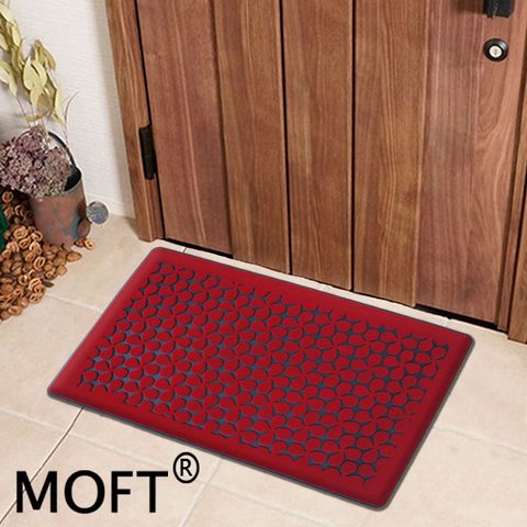 《MOFT》風格室外墊 橡膠厚實刮泥地墊(45x75cm)_四葉草(紅色)