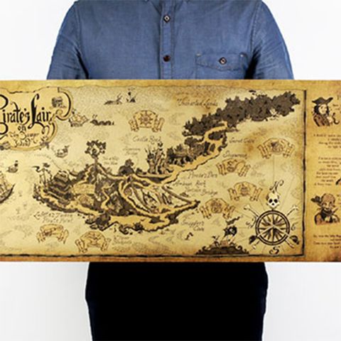《Stylelife》牛皮紙掛畫-海盜冒險地圖