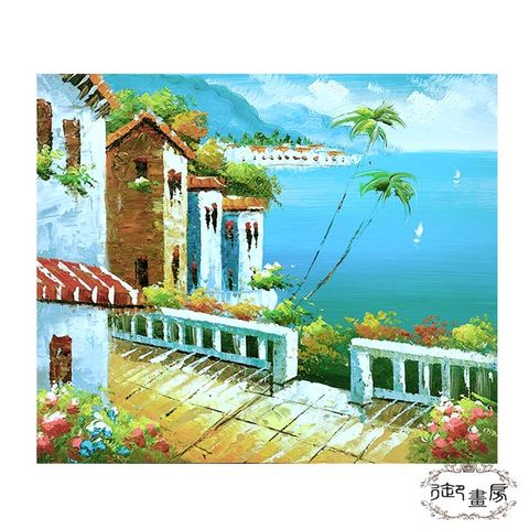 御畫房 鄉野海景 手繪無框油畫50x60cm