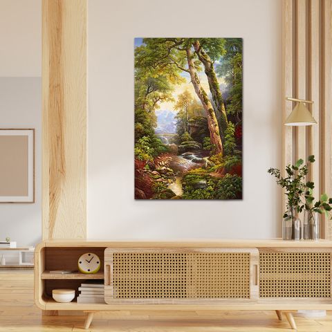 御畫房 綠林溪流 國家一級畫師手繪油畫60×90cm(VF-191)