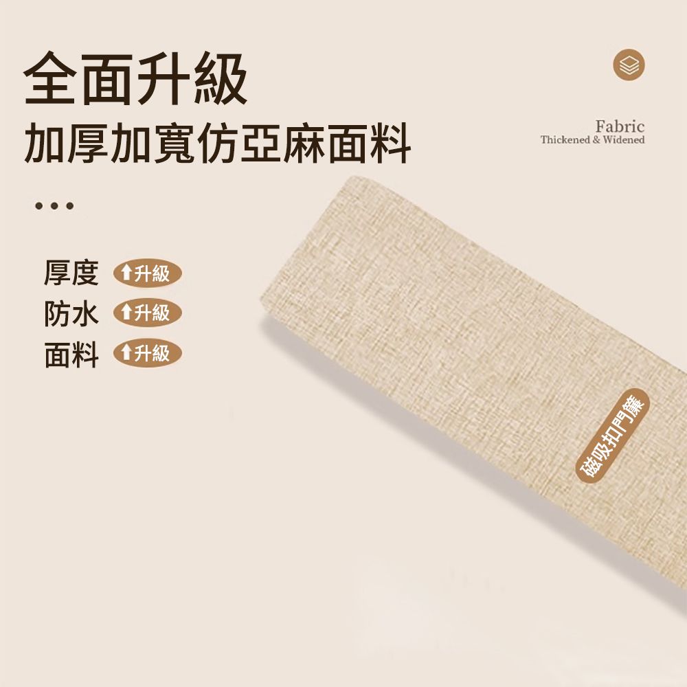 SUNLY 純色加厚仿亞麻長門簾 折疊雙側磁吸扣門簾 隔斷簾 拉簾 風水簾（80*200cm 免打孔）
