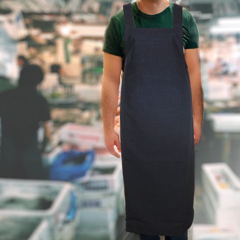 【一品川流】日式 素面防水圍裙-加長魚裙-藍色-1件