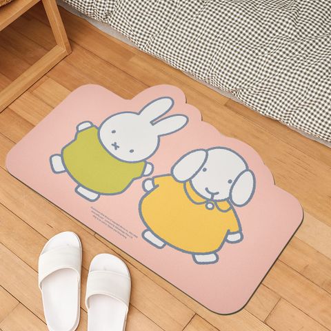 miffy 米飛兔 【米飛】 軟式珪藻土織物地墊 藍底躲貓貓/歡樂共舞 (80x50cm)