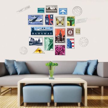 時尚壁貼 - 郵票牆貼