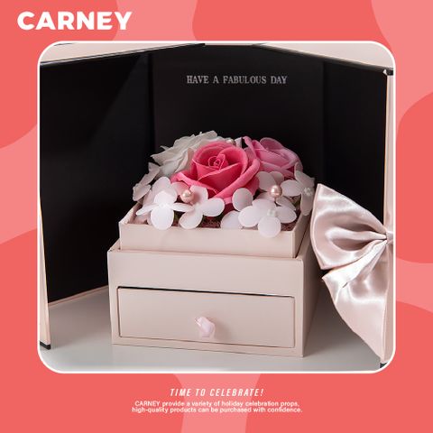【Carney卡尼】雙門玫瑰香皂花首飾禮盒