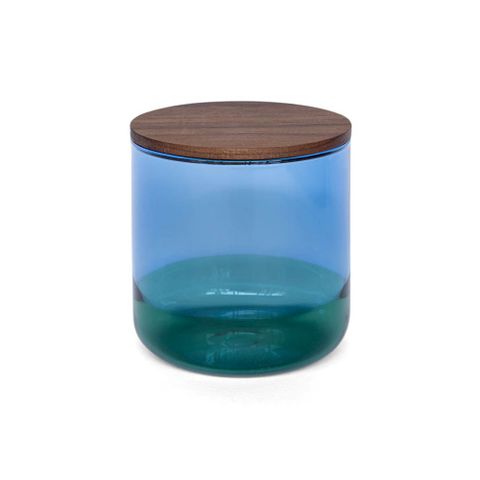 【WUZ屋子】日本 amabro TWO TONE 雙色玻璃儲物罐 L-藍x綠