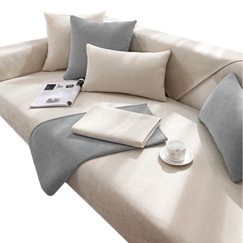 【歐楓居家】無印風加厚雪尼爾防滑沙發墊/坐墊1+2+3人整組系列