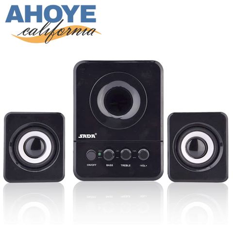 【Ahoye】重低音木質音箱三件式電腦喇叭 電腦音響