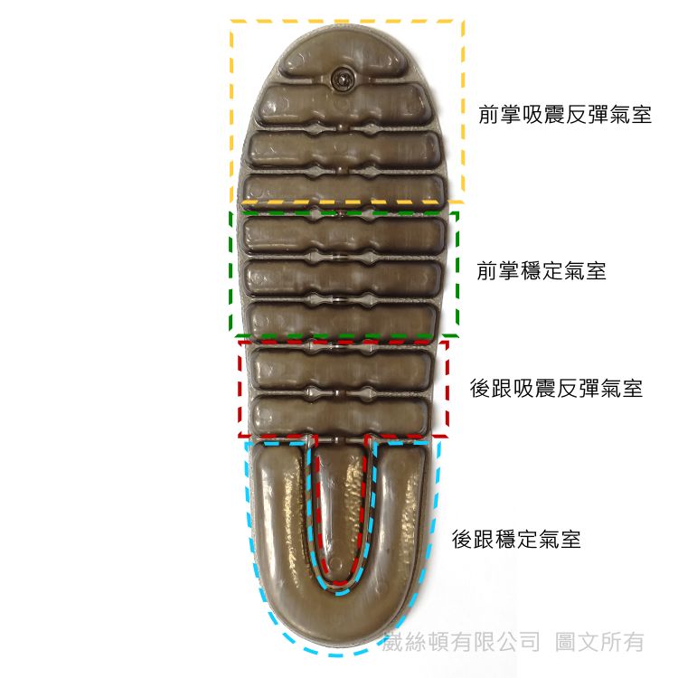 前掌吸震反彈氣室前掌穩定氣室後跟吸震反彈氣室後跟穩定氣室絲頓有限公司 圖文所有