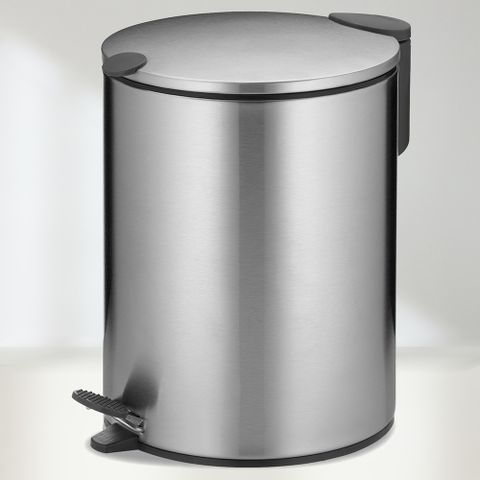 《KELA》Mats腳踏式垃圾桶(銀5L) | 回收桶 廚餘桶 踩踏桶